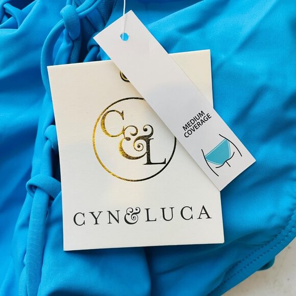 NWT CYN & LUCA Blue One Piece Swimsuit Size Large - Picture 3 of 4